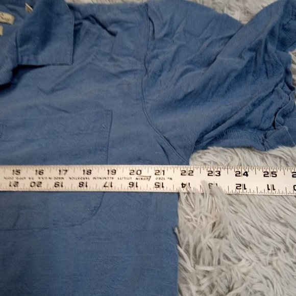 Batik Bay Mens Shirt Button Up Blue M Short Sleeve Pocket Silk Floral Hawaiian - Picture 6 of 9